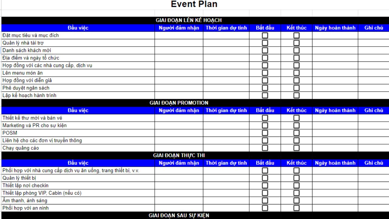 Demo mẫu kế hoạch tổ chức sự kiện