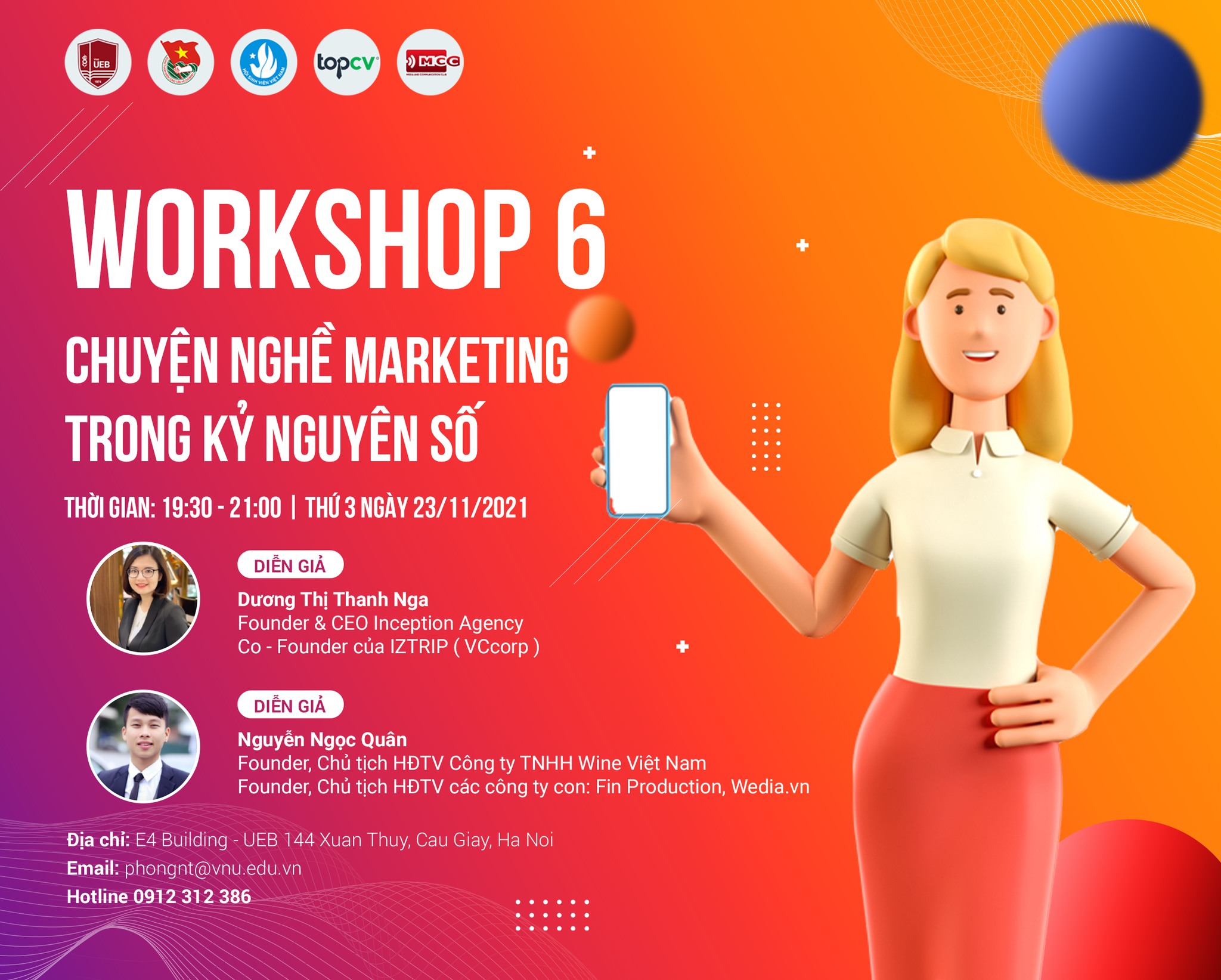 Workshop - Chuyện nghề Marketing trong kỷ nguyên số (Nguồn ảnh: Đại học kinh tế, Đại học quốc gia Hà Nội)