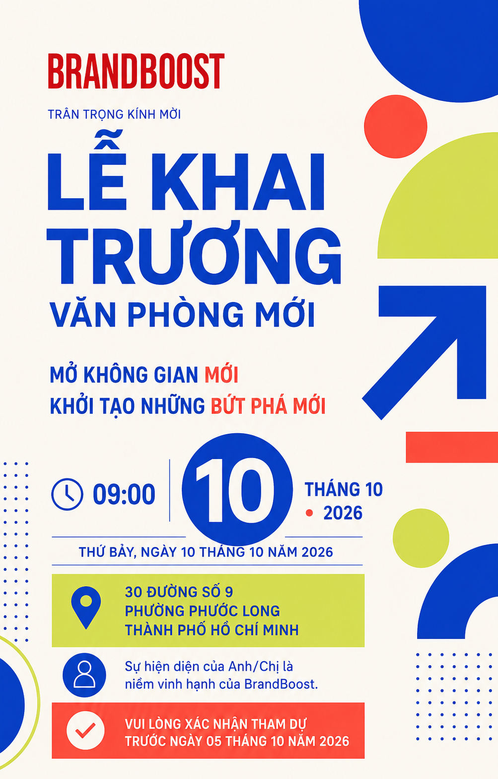 Mẫu thiệp mời lễ khai trương văn phòng Brandboost