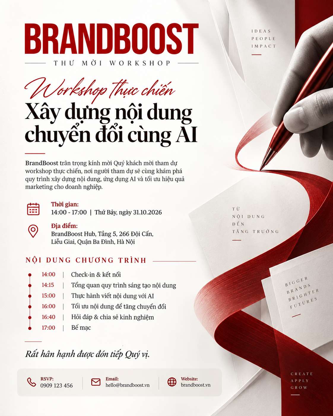 Mẫu ý tưởng thiệp mời Workshop - Brandboost