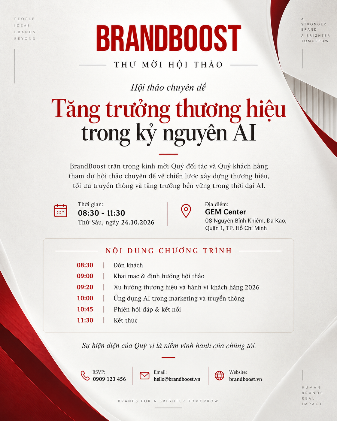 Mẫu ý tưởng thiệp mời hội thảo - Brandboost