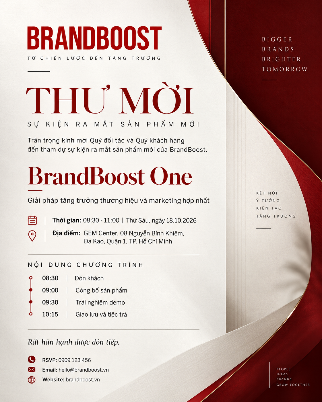 Mẫu ý tưởng thiệp mời sự kiện ra mắt sản phẩm mới - Brandboost