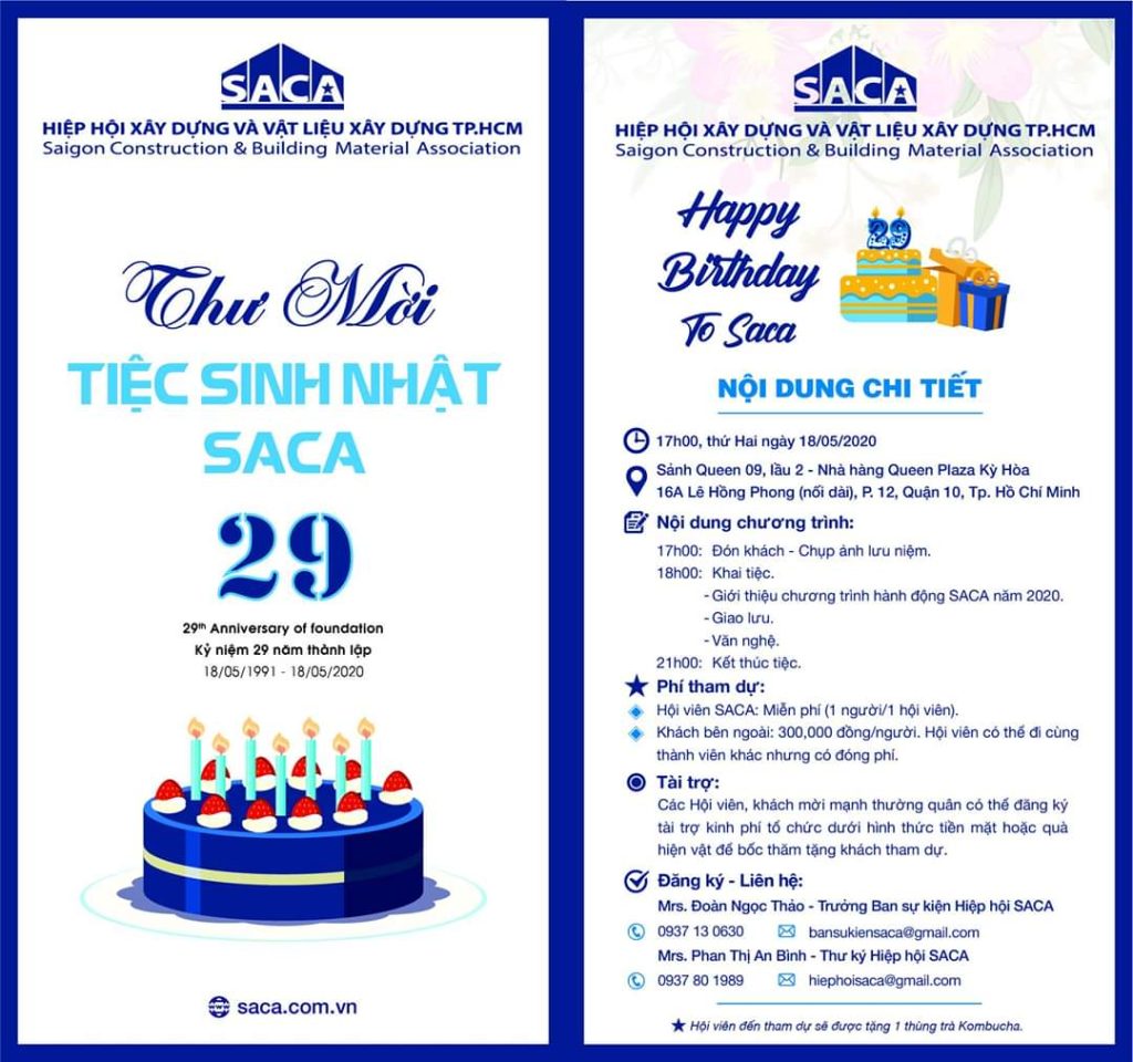 Mẫu thư mời sinh nhật Saca - (Nguồn ảnh: Saca.com.vn)